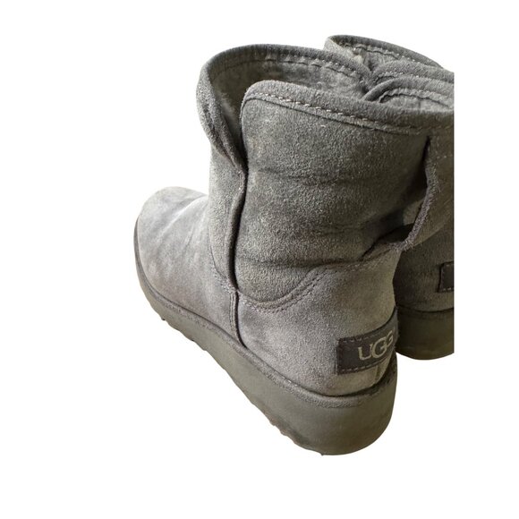 Ugg Womens Classic Short Grey Suede Shearling Boots Size 5.5 - Picture 9 of 14